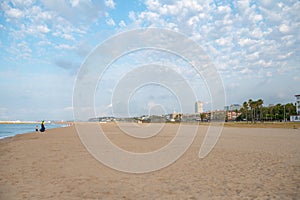 Sunset at Coma Ruga beach in Tarragona, Spain