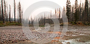 Sunset on confluence of South Fork Flathead River and Lost Jack Creek at Meadow Creek Gorge in Bob Marshall Wilderness - Montana