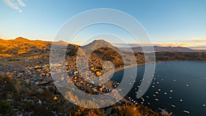 Sunset on Copacabana Bay, Titicaca Lake, Bolivia