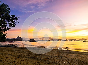 Sunset in Corong Corong Beach, El Nido, Palawan