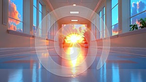 Sunset Corridor, A Hallway View