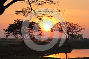 Sunset Country Road and River