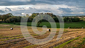 Sunset country village scenic view landscape farming straw bales Cork Ireland