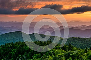 Sunset from Cowee Mountains Overlook, on the Blue Ridge Parkway