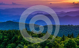 Sunset from Cowee Mountains Overlook, on the Blue Ridge Parkway