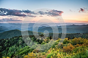 Sunset at Cowee Overlook on the Blue Ridge Parkway