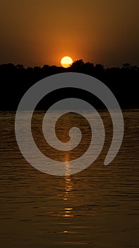 Sunset cruise in Zambezi River, Zimbabwe, Africa.