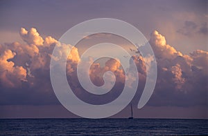 Sunset & cumulus clouds - Dominican republic photo