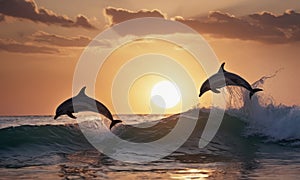 Sunset Dance of the Dolphins