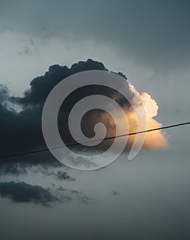 Sunset Dark Cloud Yellow Cloud Dark Sky Road Cable.