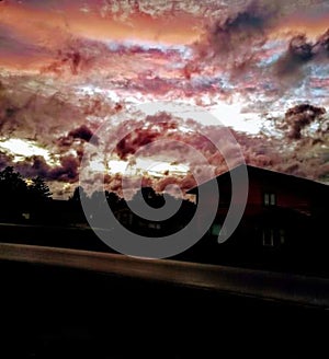Sunset dark sky crazy clouds