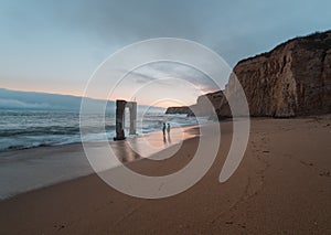 Sunset at the davenport pier in northern california