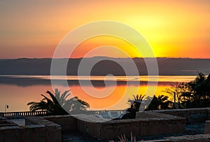 Sunset in Dead Sea, Jordan.