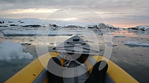 Sunset in Deception Bay, Antarctica by kayak