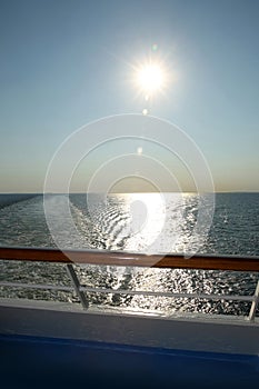 Sunset from the deck of a cruise ship, cruising the Baltic Sea