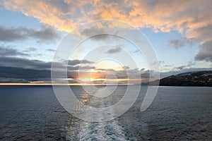 Sunset from deck of ship, Madeira Island - Portugal