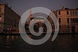 Sunset descends over romantic Venice, Italy