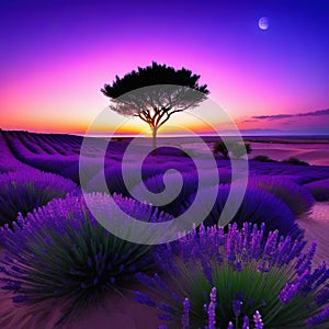 sunset in the desert generated