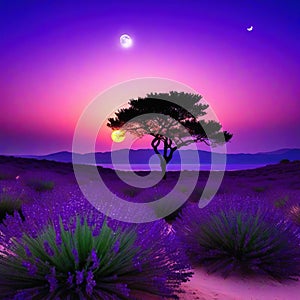 sunset in the desert generated