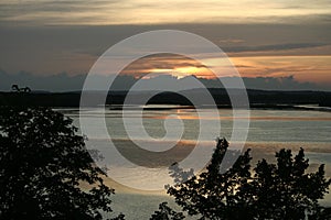 Sunset over Lake in the Midwest photo