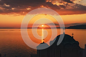 Sunset at Dochiariou Monastery, Athos Peninsula, Mount Athos, Ch