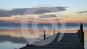 Sunset in the dock of Albufera of Valencia