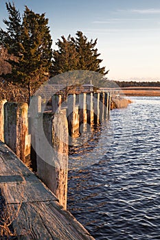 Sunset on the docks in Sag Harbor New York