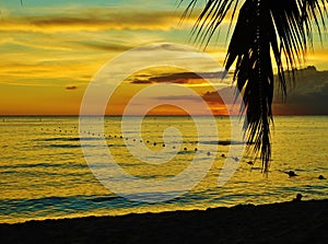 Sunset at Dominican republic Beach, bayahibe, resort