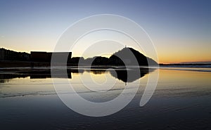 Sunset in Donostia-San Sebastian. Sunset at Zurriola beach, city of Donostia-San Sebastian, Basque Country