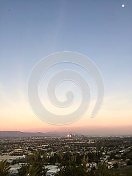 Sunset Downtown Los Angeles seen from Baldwin Hills