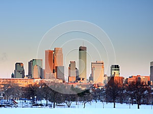 Sunset in downtown Minneapolis