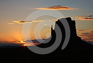 Sunset dramatic sky above Monument valley, Utah, US