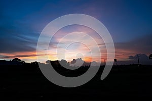 Sunset dramatic sky clouds.vivid sky in twilight time background.