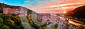 Sunset in dreamy colors over Heidelberg, Germany