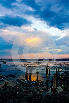 Sunset Dried-up salt lake