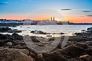 Sunset in Dublin, Ireland.