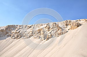 Sunset dunes and blue skies background.