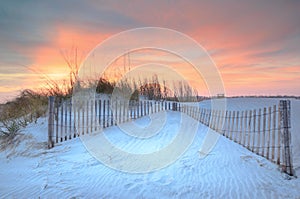 Sunset Dunes and Fencing Folly Beach South Carolina photo