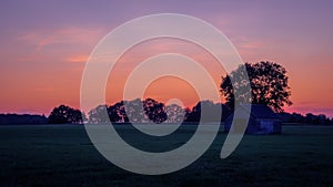 Sunset at a Dutch farm landscape near Zenderen The Netherlands