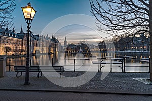 Sunset at the dutch Parliament and Government building