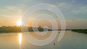 Sunset in early May, the Dnieper River in the city of Kiev