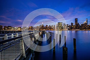 Sunset at east river of Midtown Manhattan Skyline New York United States