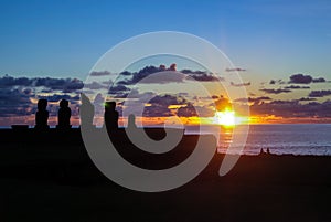 Sunset in Easter Island, Chile photo