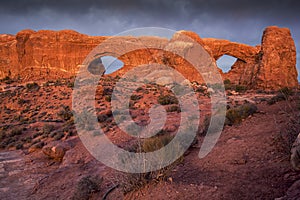 Sunset Effect at Arches National Park South Windows