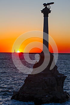 The sunset on the embankment of Sevastopol.  Selective focus