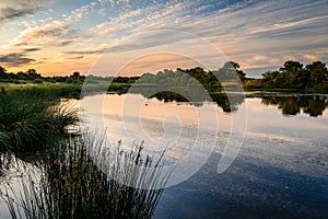 Sunset at Embleton Quarry Nature Reserve Pond