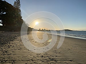THE SUNSET IN THE EMPTY BEACH AT SOUTH OF BRAZIL, APRIL, 2020