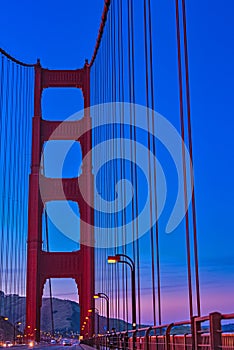 Sunset Evening Close-up of Golden Gate Bridge San Francisco