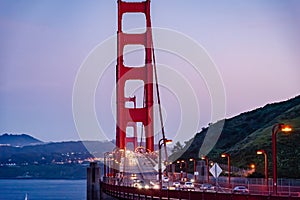 Sunset Evening Close-up of Golden Gate Bridge San Francisco