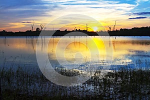 Sunset evening in lagoon